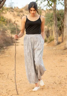 “Cirrus” woven pants in organic cotton - heron