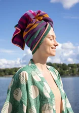 “Sunset” organic cotton towel - cochineal