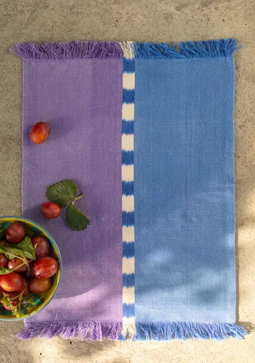 Tischset „Ira“ aus Bio-Baumwolle - meeresblau