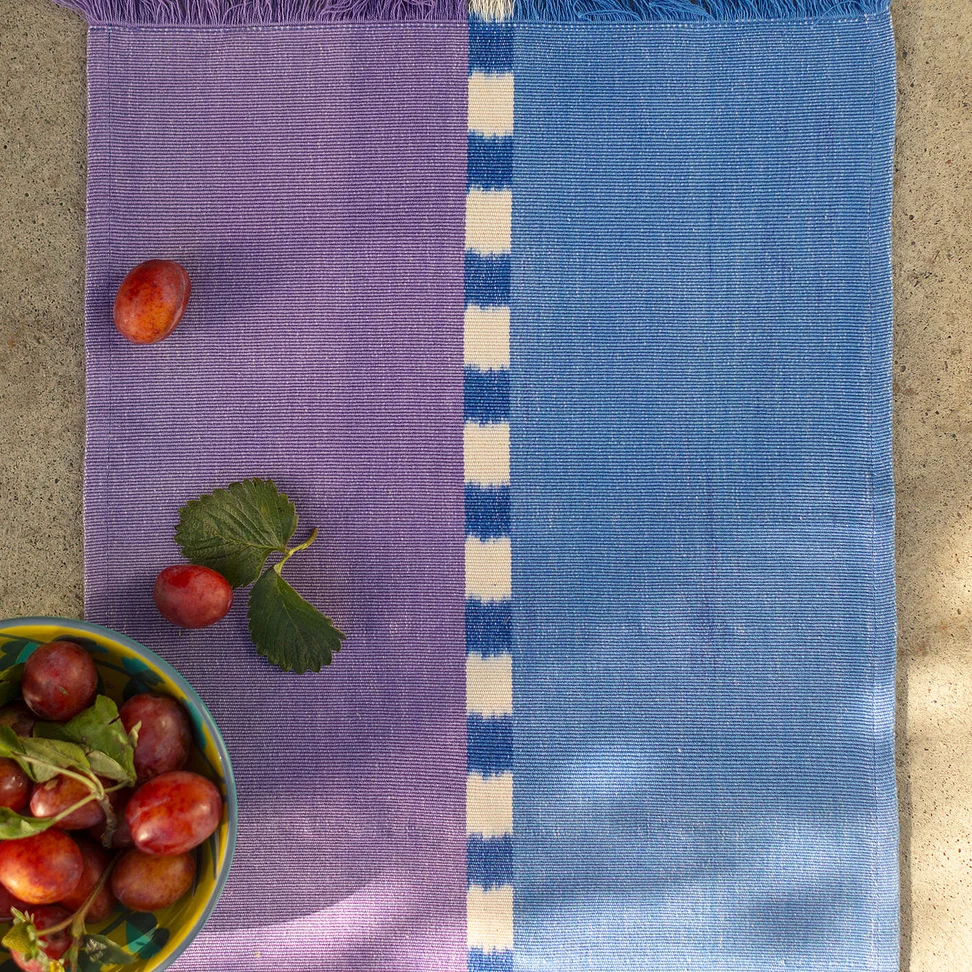 Set de table "Ira" en coton biologique - bleu océan