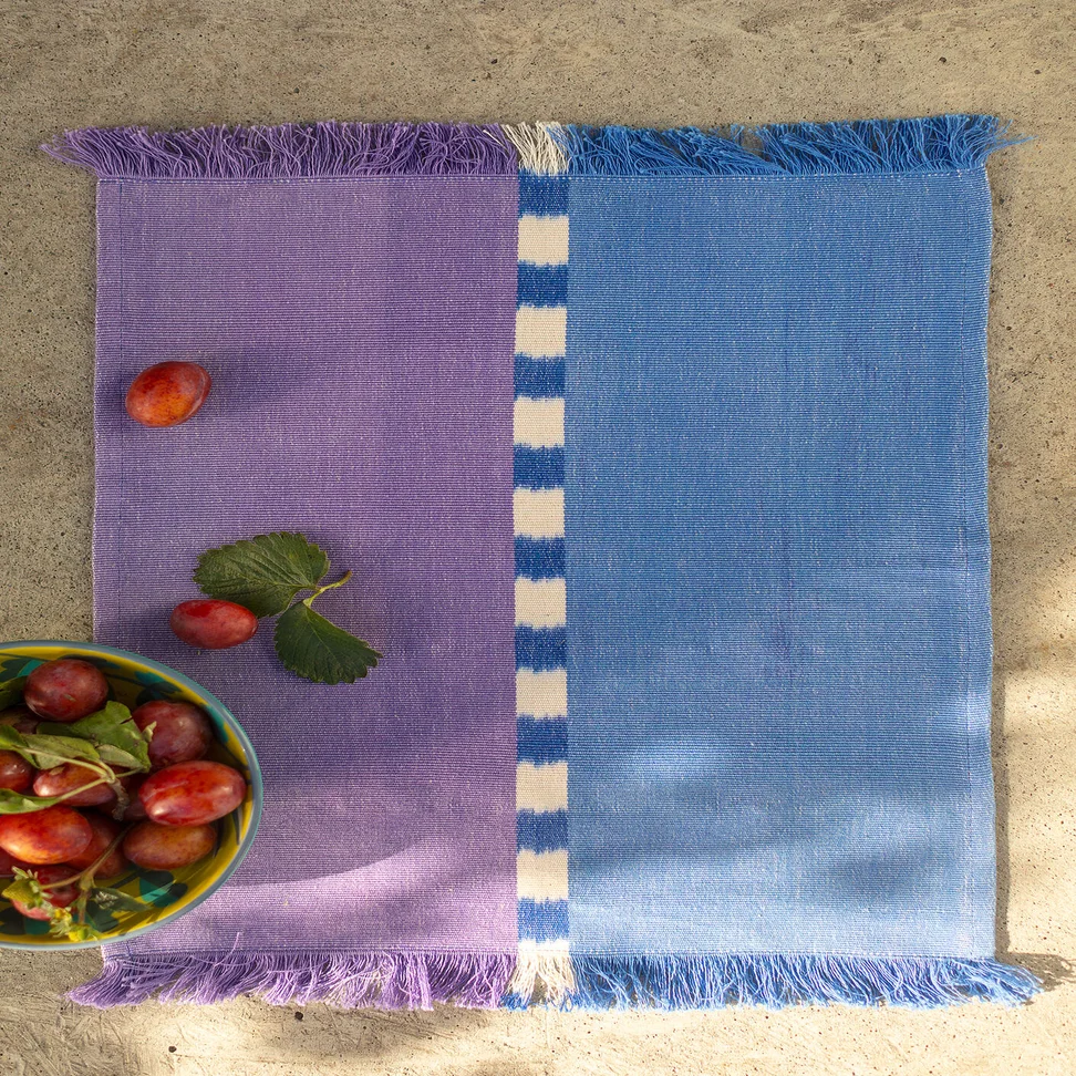 Set de table "Ira" en coton biologique - bleu océan