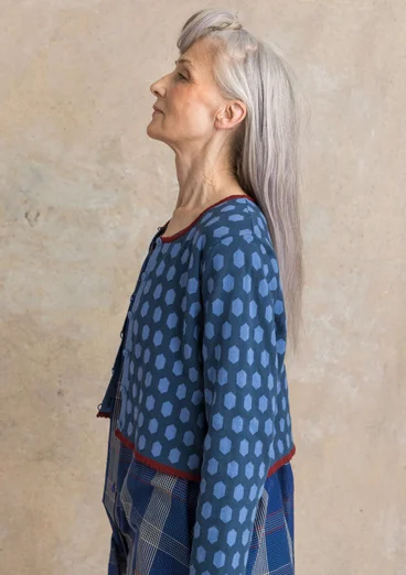 Strickjacke „Vendela“ aus Bio-/Recycling-Baumwolle - pazifikblau