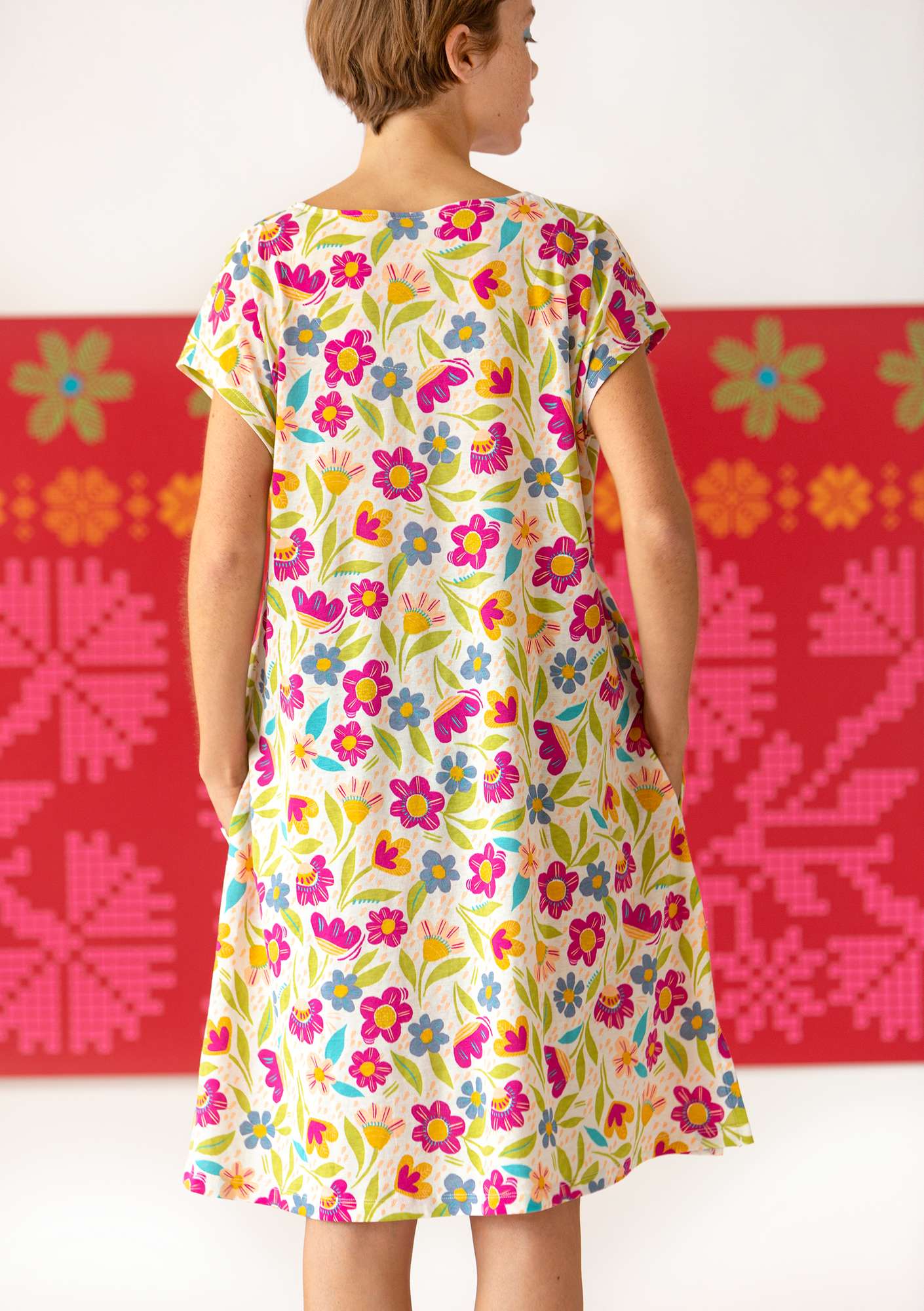Tricot jurk  Lill  van biologisch katoen halfgebleekt thumbnail