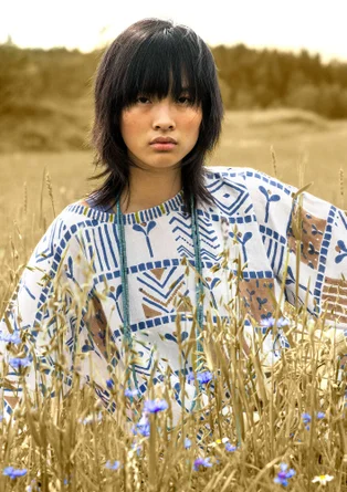 “Aditi” linen tunic - midnight blue