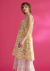 “Solöga” woven sleeveless dress in organic cotton - ecru