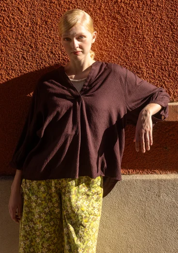 Webbluse „Flora Flow“ aus Viskose - dunkelaubergine