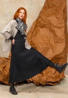 Rib-knit, organic/recycled cotton skirt - black