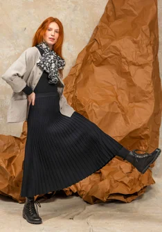 Rib-knit, organic/recycled cotton skirt - black