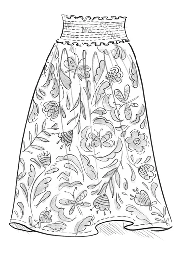 Kjol "Trollslända" i viskos - salvia