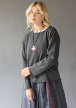 Feinstrickpullover aus Leinen/Bio-Baumwolle - dunkelaschgrau