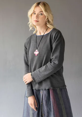 Fine-knit linen/organic cotton sweater - dark ash grey