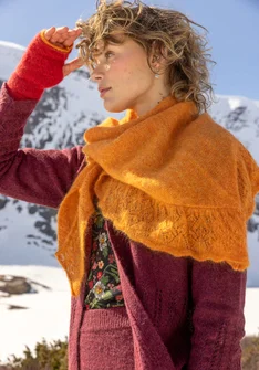 “Forgetmenot” scarf knitted in an alpaca blend - clementine