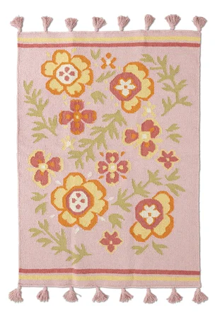 Kelim „Petals“ aus Bio-Baumwolle - aschrosa