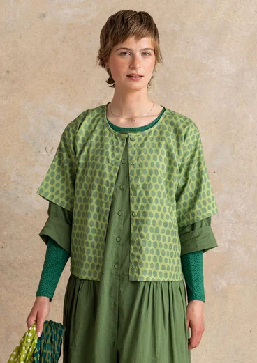 “Vendela” woven organic cotton blouse - kiwi/patterned