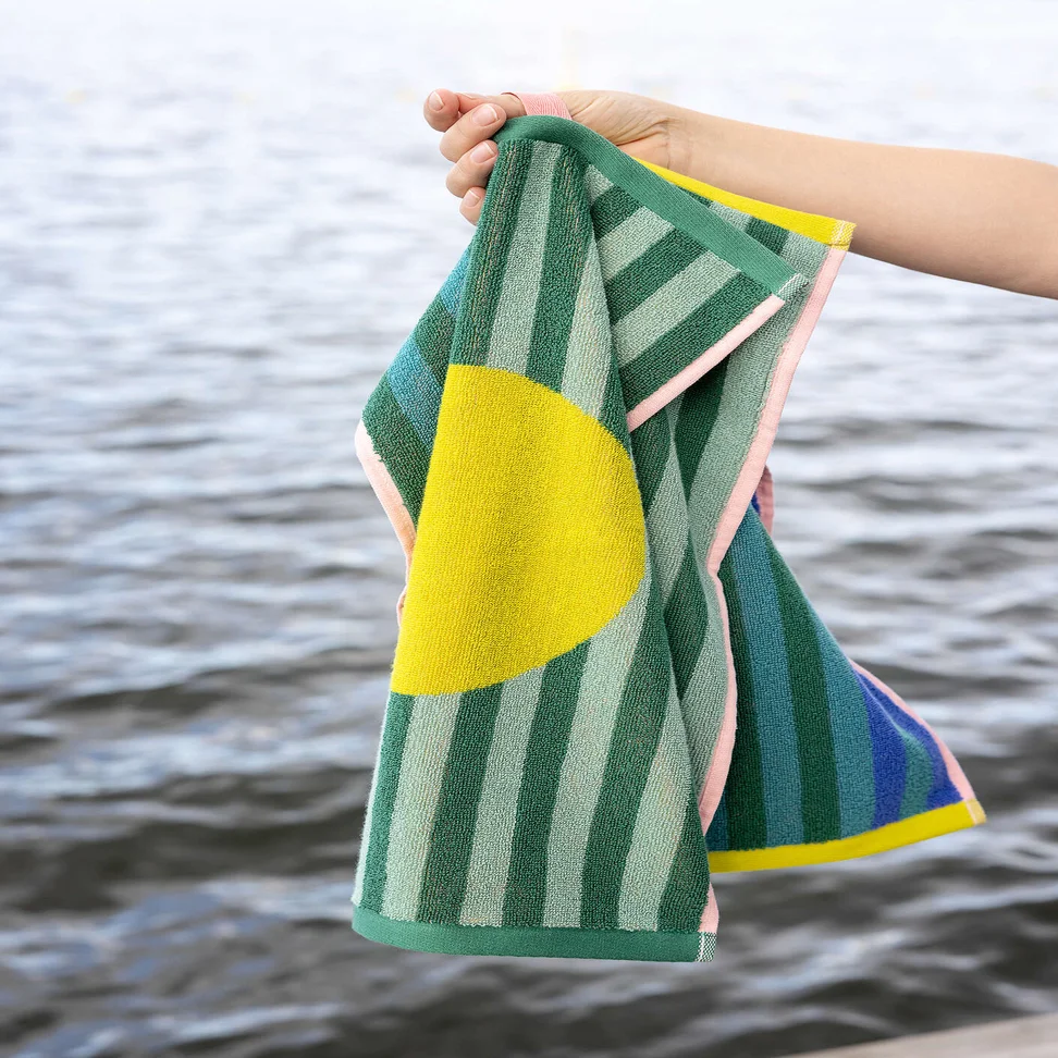 “Sunset” guest towel 2-pack in organic cotton - green sea glass