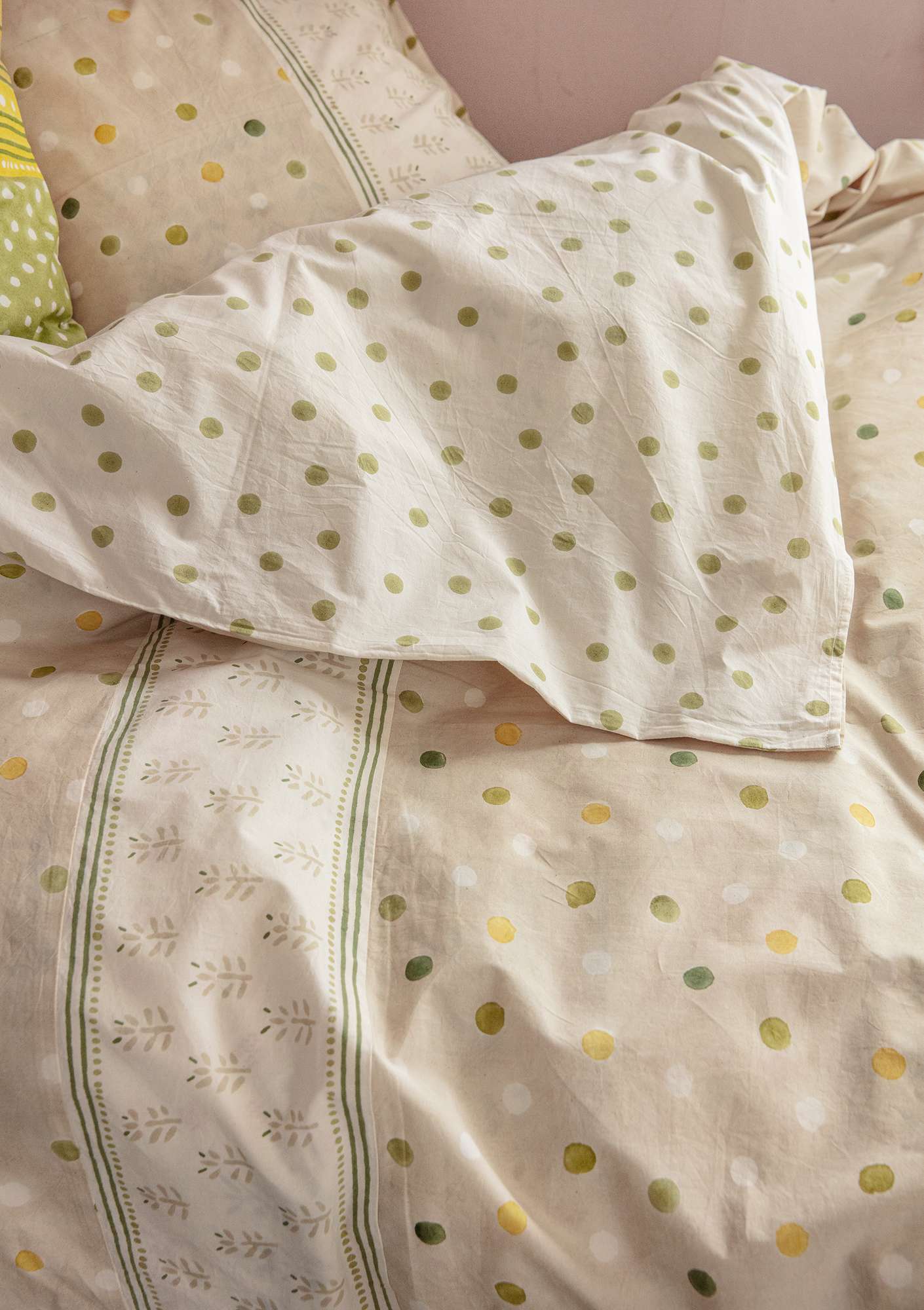 Blockdruck-Bettbezug „Chandra“ aus Öko-Baumwolle   apfelgrün thumbnail