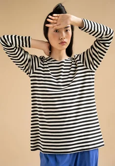 Essential striped sweater in organic cotton - svart0SL0oblekt
