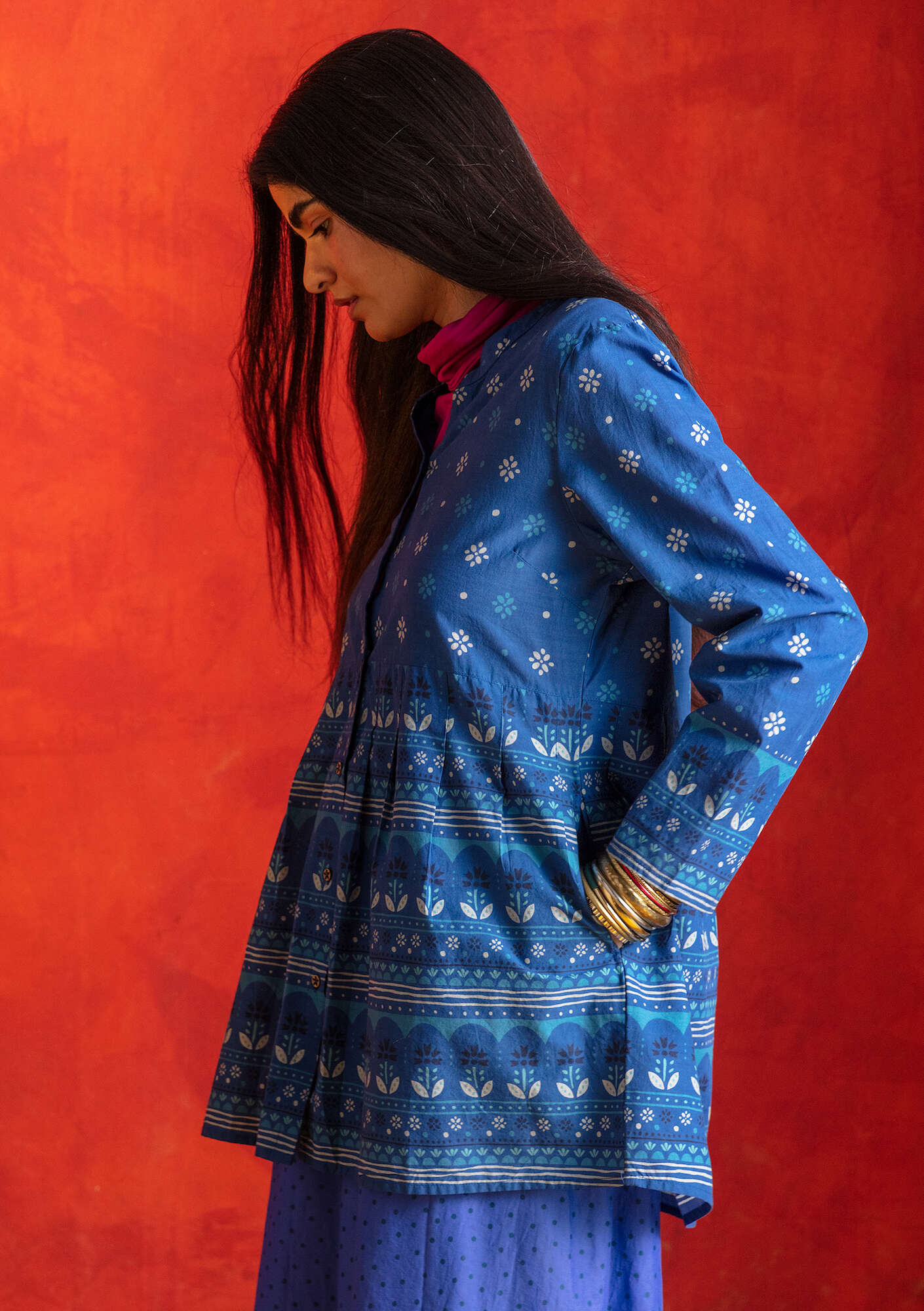 Bluse „Lalita“ aus Öko-Baumwolle indigoblau thumbnail