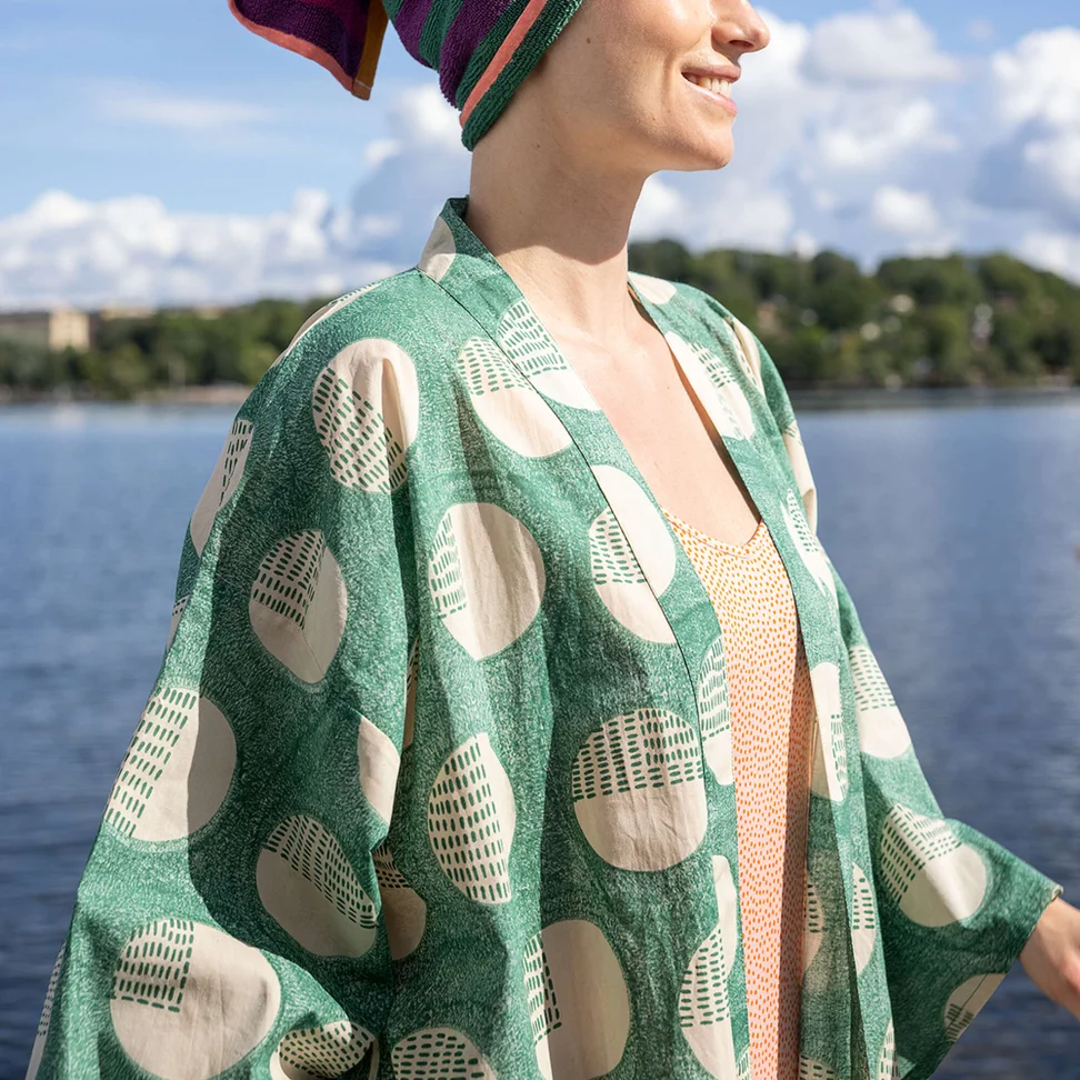 Kimono "Eclipse" van biologisch katoen - groen zeeglas