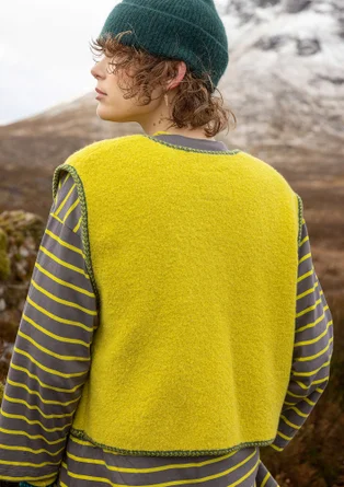 Strickweste „Sälen“ aus Wollbouclé - limettengrün