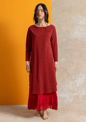 Jerseykleid „Theia“ aus Bio-Baumwolle/Elasthan - dunkelachatrot-gemustert