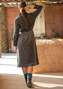 “Zari” velour skirt in organic cotton/recycled polyester - ash grey