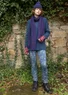 Legging fleuri "Idun" en lyocell/élasthanne (bleu brume L)