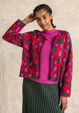 Florale Strickjacke „Hillevi“ aus Bio-/Recycling-Baumwolle - aubergine