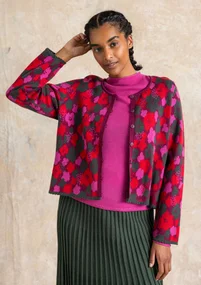 Gilet fleuri "Hillevi" en coton biologique/recyclé - aubergine