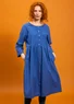 “Sofia” woven organic cotton dress (flax blue/chilli S)