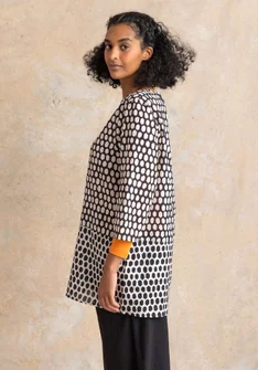 Tunique tissée ”Vendela” en coton biologique - noir/motif