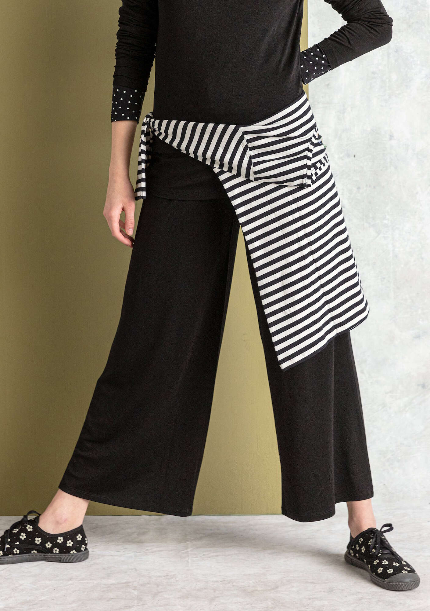 Jersey pants in lyocell/spandex black thumbnail