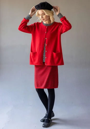 “Sylvi” fine-knit skirt in organic cotton/wool - amaryllis/dark aubergine
