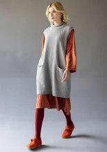 Tunique en maille texturée de coton biologique/laine - gris/chiné