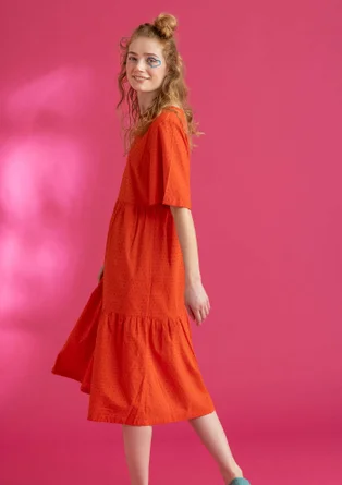 Woven organic cotton dress - lava red