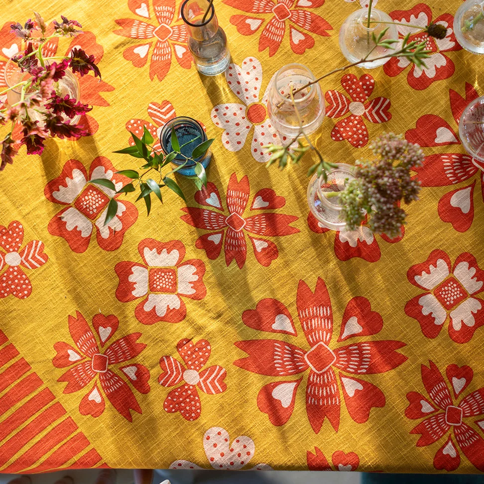 Tafelkleed "Soni" van biologisch katoen - kurkuma