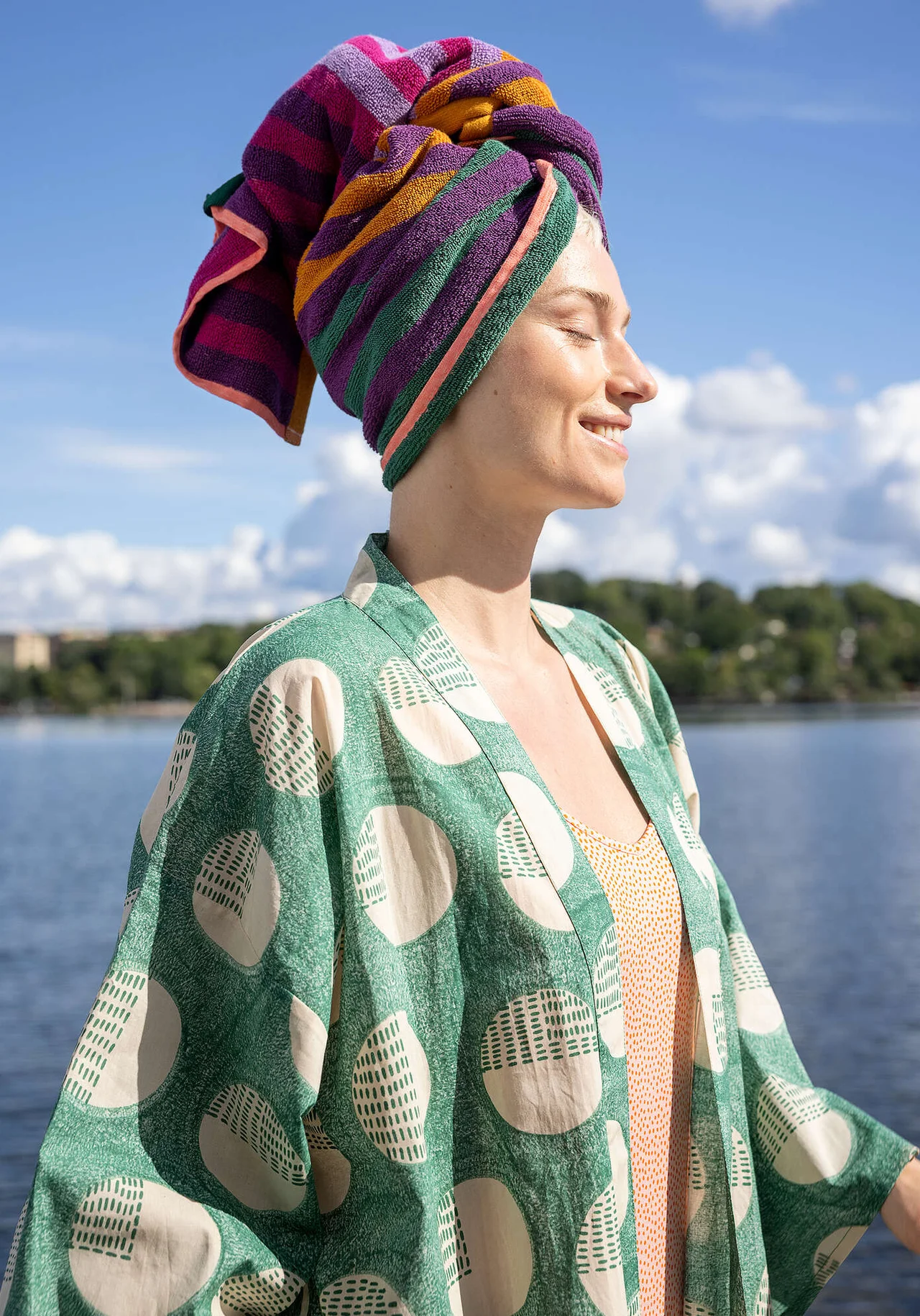 Kimono „Eclipse“ aus Bio-Baumwolle - meerglasgrün