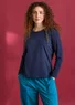 “Ylva” jersey top in organic cotton/spandex (dark indigo XS)