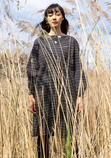 “Wavy” woven organic cotton dress - black