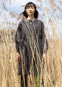 “Wavy” woven dress in organic cotton - black