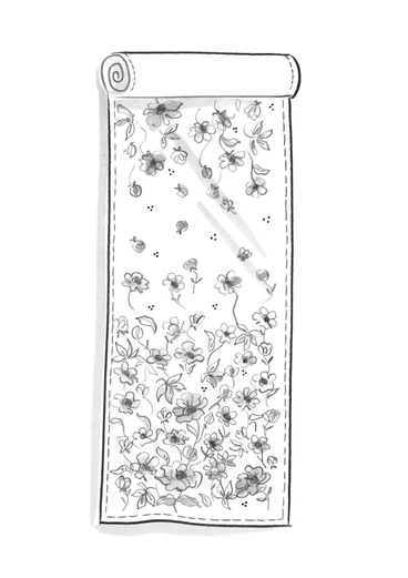 “Bloom” table runner in organic cotton - aqua green