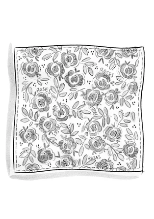 “Roses” linen tablecloth - coral
