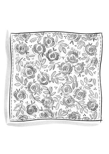 “Roses” linen tablecloth - coral