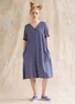 Robe basique rayée en coton biologique (indigo foncé/chardon S)