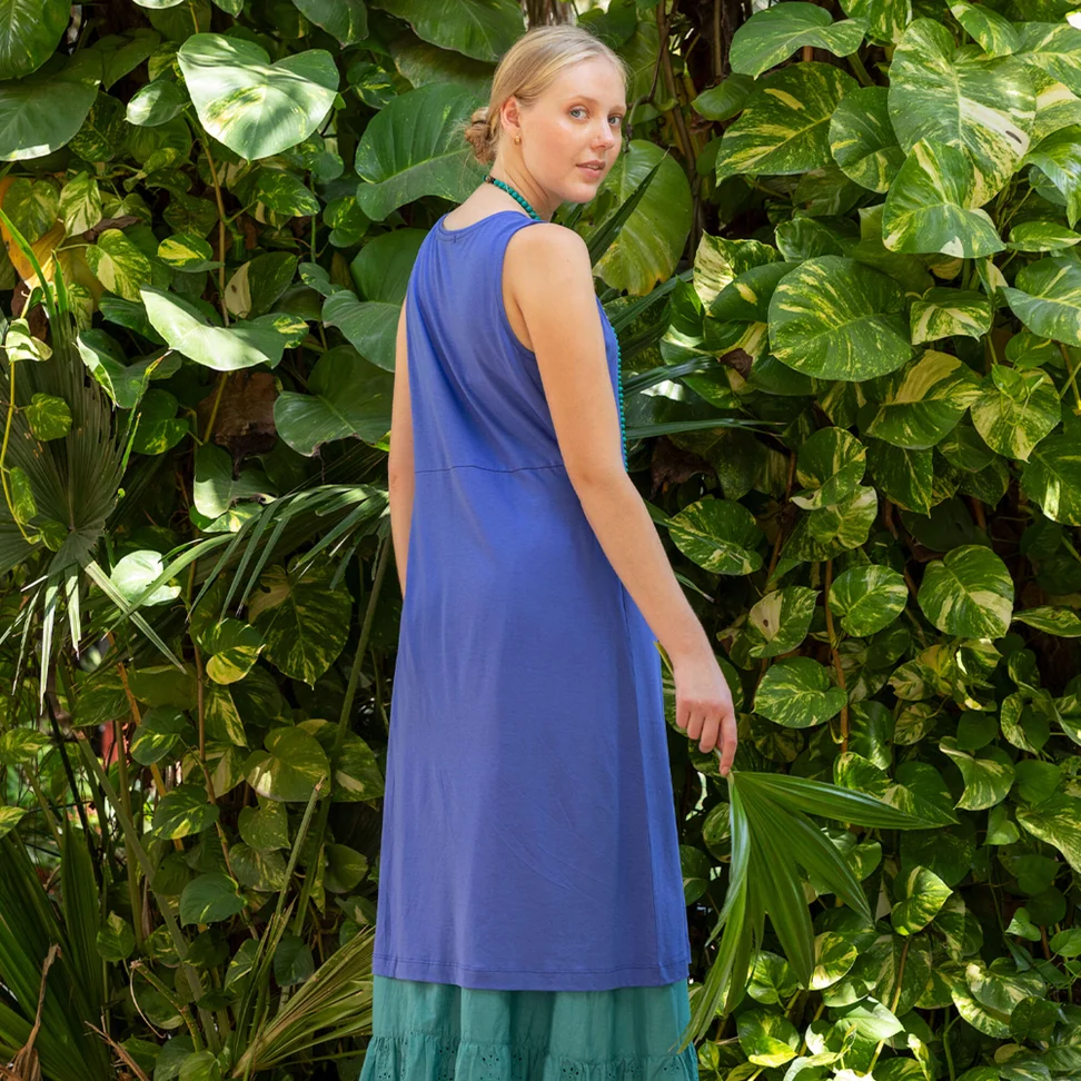 Solid-colour jersey dress made of organic cotton/modal - brilliant blue