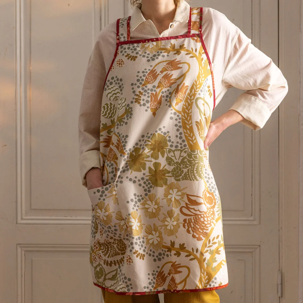 “Alaska Forest” organic cotton apron - eggshell