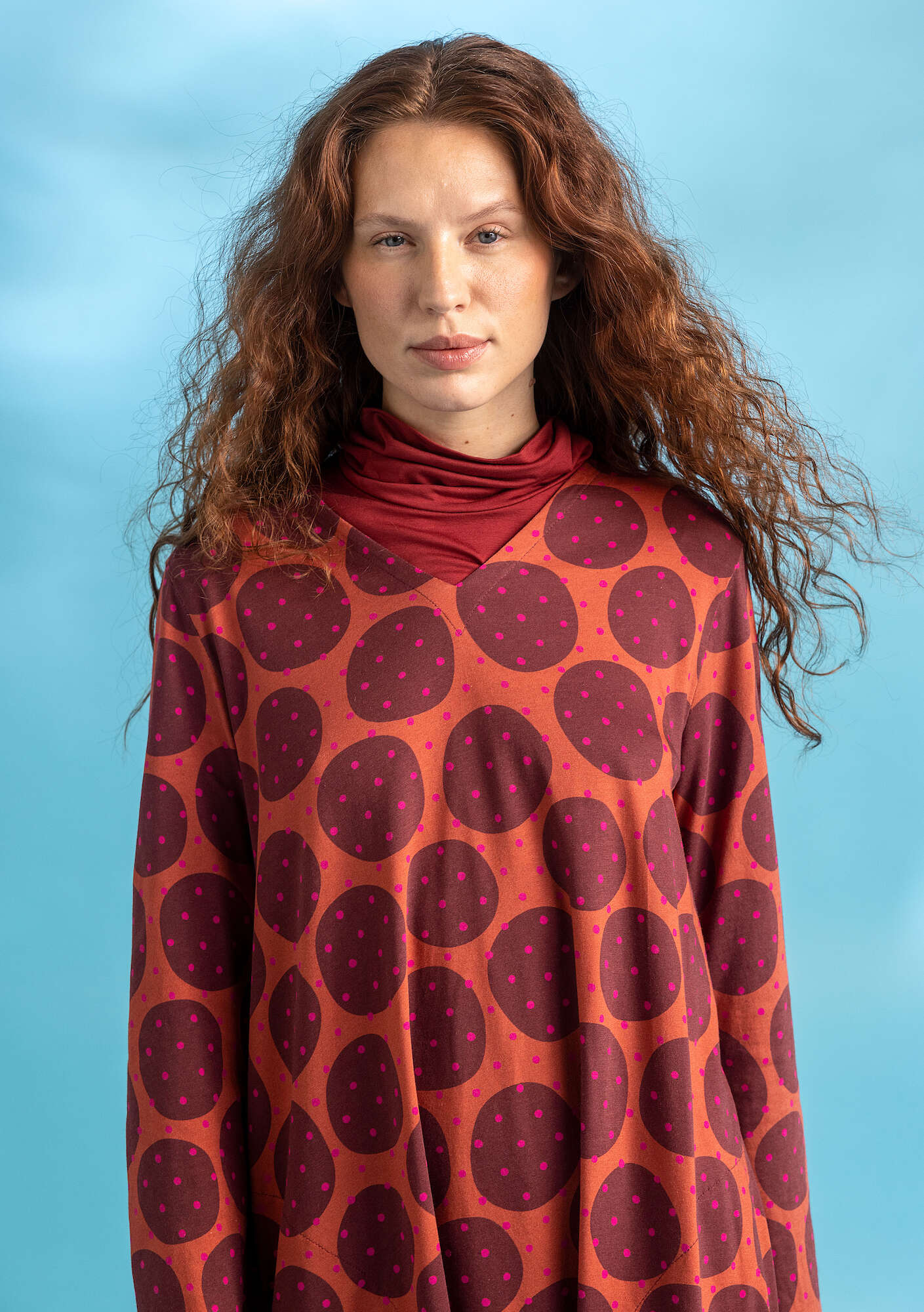Tunique  Oriana  en jersey de coton biologique/modal cuivre/motif thumbnail