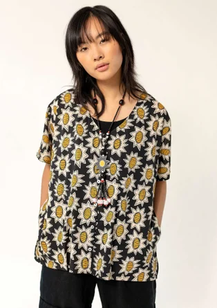Blouse "Afrodite" en coton biologique - noir