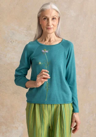 Pull en coton biologique/lyocell - bleu canard