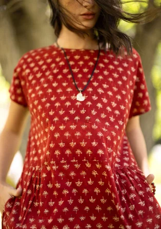 Vævet kjole "Thistle" i økologisk bomuld - henna